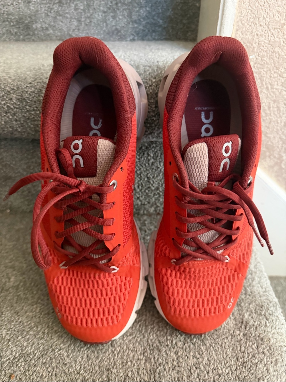 On Running Women's Red and White Sneakers - Picture 2 of 2